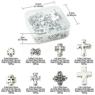80Pcs 8 Style Tibetan Style Alloy Beads TIBEB-YW0001-15-1