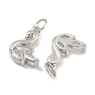 Rack Plating Brass Micro Pave Clear Cubic Zirconia Charms KK-U030-15P-1