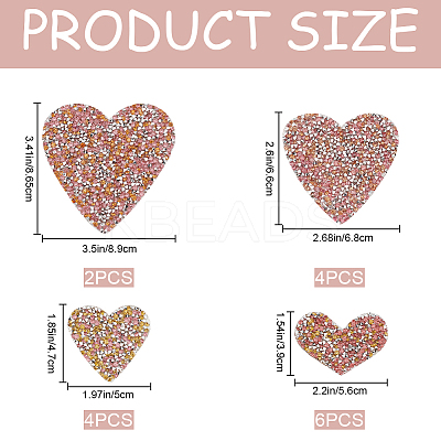 4 Styles Heart Hotfix Rhinestone Iron on Patches Appliques PATC-CP0001-02A-1