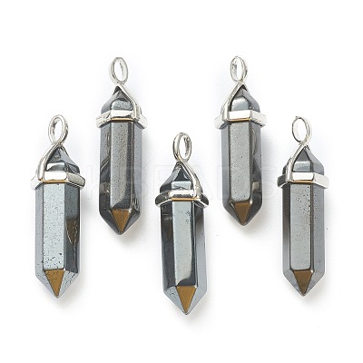 Synthetic Non-magnetic Hematite Pointed Pendants X-G-M378-01P-A16-1