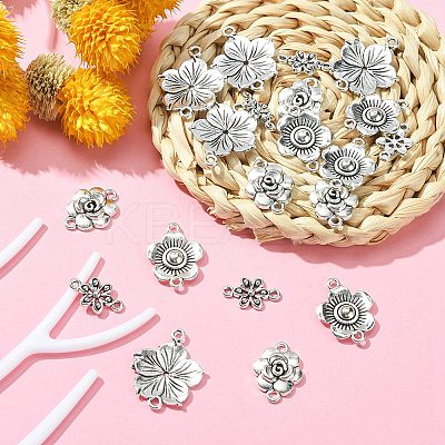 20Pcs 4 Styles Tibetan Style Zinc Alloy Connector Charms FIND-YW0003-08-1