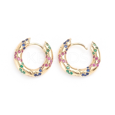 Brass Micro Pave Cubic Zirconia Huggie Hoop Earrings EJEW-G274-11G-1