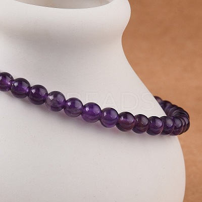 Natural Amethyst Round Bead Stretch Bracelets BJEW-L594-B08-1