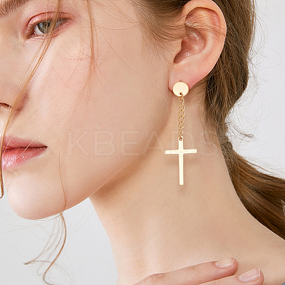 24Pcs 12 Style 304 Stainless Steel Cross Drop Earrings EJEW-AN0003-52-1