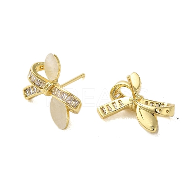Brass Micro Pave Cubic Zirconia Earrings for Women EJEW-E306-01G-03-1