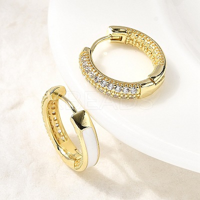 Brass Micro Pave Clear Cubic Zirconia Hoop Earrings EJEW-K276-11G-02-1
