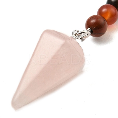 Natural Rose Quartz Cone Pendant Keychain G-Z033-08P-02-1