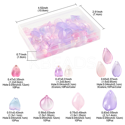 100Pcs 10 Styles Transparent Spray Painted Glass Pendants GLAA-FS0002-16-1