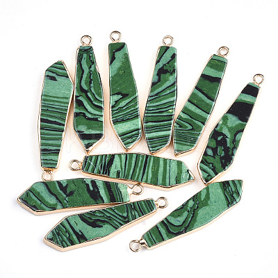 Electroplate Synthetic Malachite Pendants G-S344-24F-1