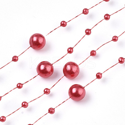 ABS Plastic Imitation Pearl Beaded Trim Garland Strand SACR-T354-01A-1