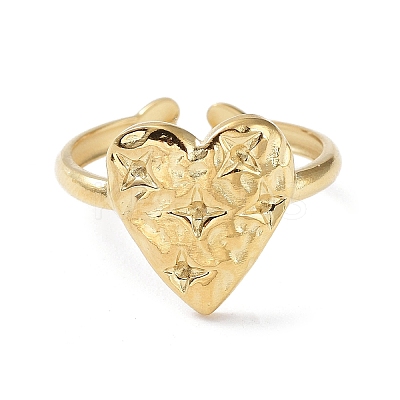 Heart with Star 304 Stainless Steel Cuff Ring Findings STAS-P334-03G-1