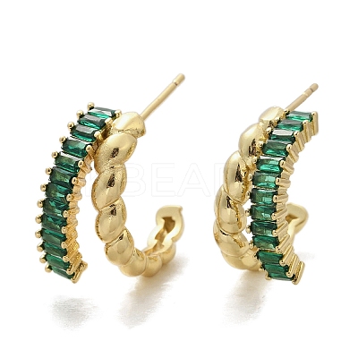 Twist Brass Micro Pave Cubic Zirconia Stud Earrings EJEW-M082-16G-01-1