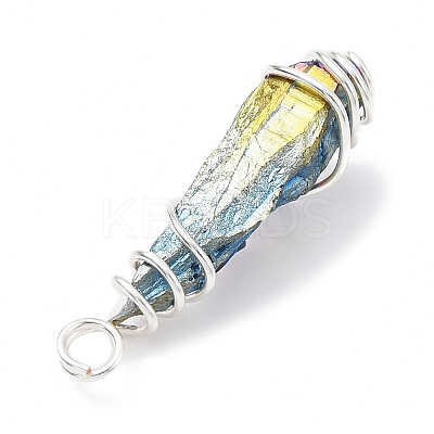 Electroplated Raw Rough Natural Quartz Crystal Copper Wire Wrapped Pendants PALLOY-JF02414-02-1