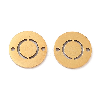 PVD Vacuum Plating 201 Stainless Steel Hollow Flat Round Links FIND-R149-03O-G-1