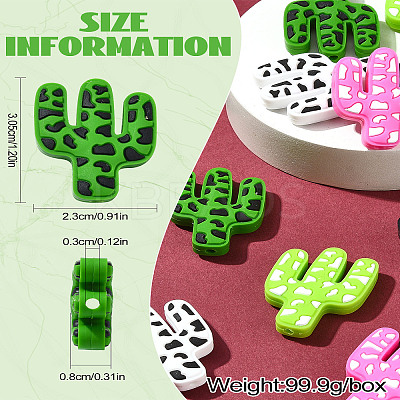 20Pcs 5 Colors Cactus Food Grade Eco-Friendly Silicone Focal Beads SIL-CJ0001-74-1