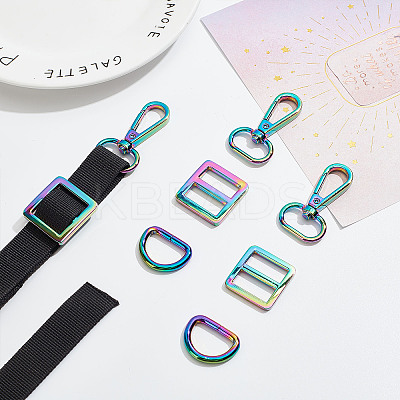 15Pcs 3 Style Rainbow Color Zinc Alloy Swivel Clasps FIND-GF0003-41-1