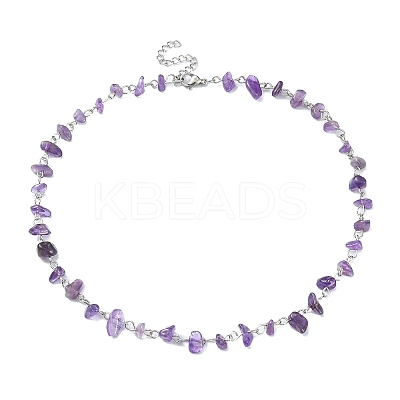 Natural Mixed Gemstone Chips Beaded Necklace NJEW-JN04311-1