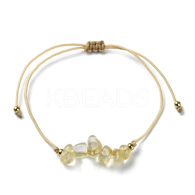 Natural Citrine Chips Braided Bead Bracelets BJEW-JB09851-11-1