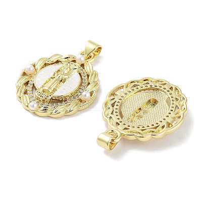 Brass Micro Pave Clear Cubic Zirconia Pendants KK-L213-004G-1