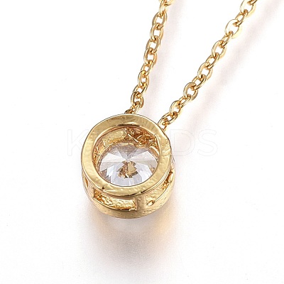 Brass Micro Pave Cubic Zirconia Pendant Necklaces NJEW-O108-29G-1