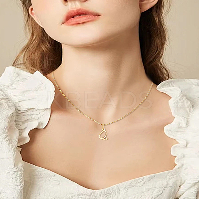 1pc Brass Chain & 304 Stainless Steel Letter Pendant Necklaces NJEW-LP0001-40Q-G-1