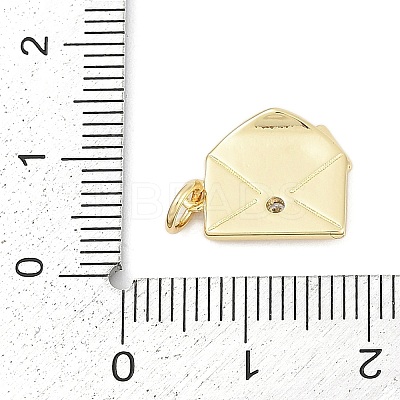 Brass Micro Pave Clear Cubic Zirconia Charms KK-G522-31G-1