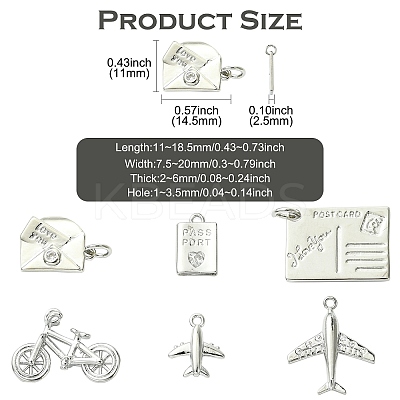 6Pcs 6 Styles Brass Micro Pave Clear Cubic Zirconia Charms KK-CJ0003-31-1