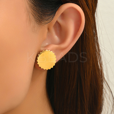 Elegant Irregular 201 Stainless Steel Flat Round Stud Earrings EV2477-1