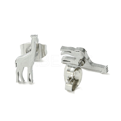 Non-Tarnish Cute Little Animal Theme 304 Stainless Steel Stud Earrings EJEW-B041-04H-P-1