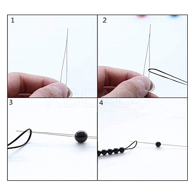 Tarnish Resistant Stainless Steel Collapsible Big Eye Beading Needles SENE-PW0013-02L-1