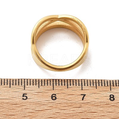 304 Stainless Steel Criss Cross Finger Rings RJEW-Q012-08G-1