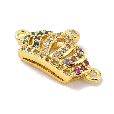 Real 18K Gold Plated Brass Micro Pave Cubic Zirconia Connector Charms X-KK-L209-045G-01-1