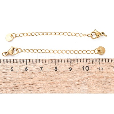 304 Stainless Steel Chain Extender with Flat Round Charms STAS-G383-05G-1