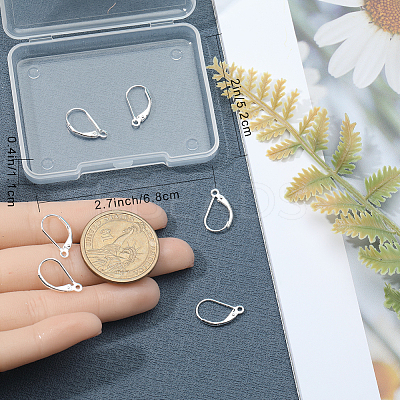 4 Pairs 925 Sterling Silver Leverback Hoop Earrings Findings STER-BBC0001-82-1