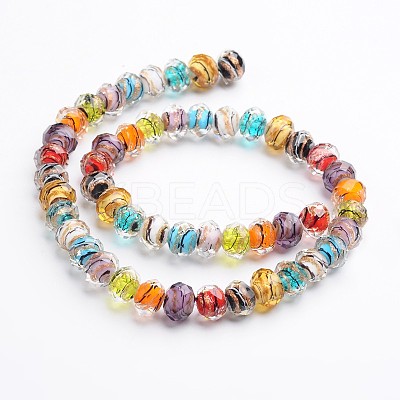 Handmade Gold Sand Lampwork Rondelle Beads Strands X-LAMP-I010-C-06-1