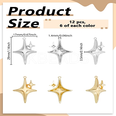 12Pcs 2 Colors Rack Plating Alloy Pendants FIND-LP0001-93-1