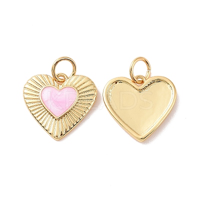 Heart Brass Enamel Pendants X-KK-G435-07G-02-1