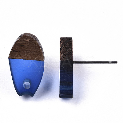 Transparent Resin & Walnut Wood Stud Earring Findings MAK-N032-010A-A01-1