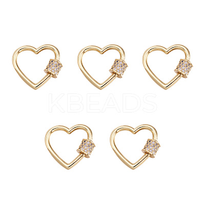 Brass Micro Pave Clear Cubic Zirconia Screw Carabiner Lock Charms ZIRC-E164-07G-1