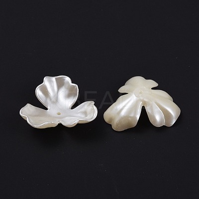 3-Petal Flower ABS Plastic Imitation Pearl Bead Caps OACR-R016-05-1