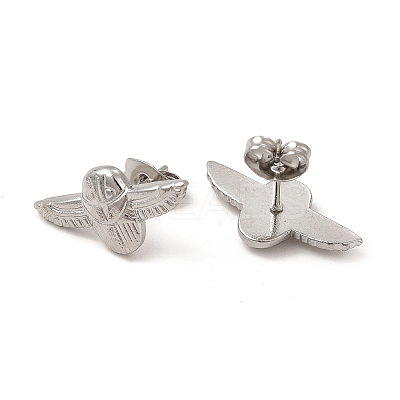 Non-Tarnish 304 Stainless Steel Airplane Stud Earrings for Women EJEW-I281-17P-1