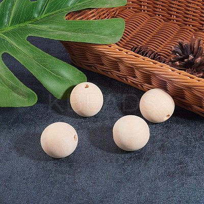 Unfinished Wood Beads WOOD-PH0008-17-WH-1