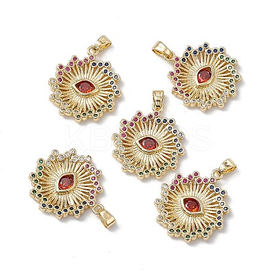Brass Colorful Cubic Zirconia Pendants KK-E068-VA220-2-1