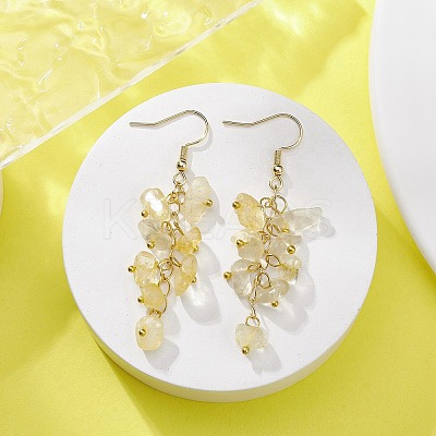 Natural Yellow Quartz Chips Dangle Earrings EJEW-JE05266-07-1