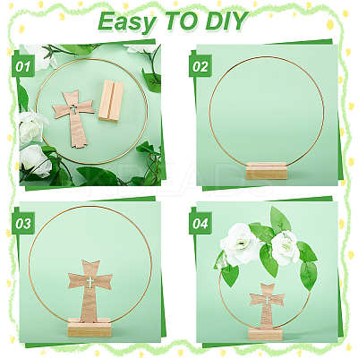 Cross Wooden Photo Holder Table Decoration DIY Making Kit DIY-GA0006-70-1