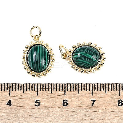 Synthetic Malachite Oval Pendants KK-U043-46G-C-1