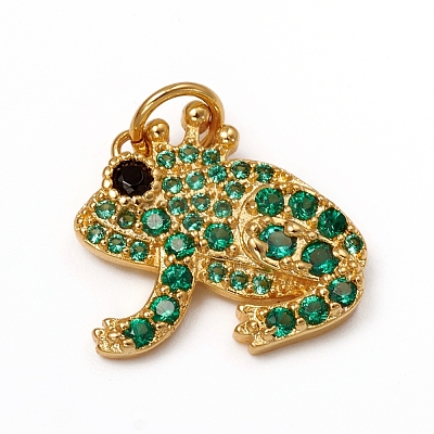 Brass Micro Pave Green Cubic Zirconia Pendants KK-I668-40-1