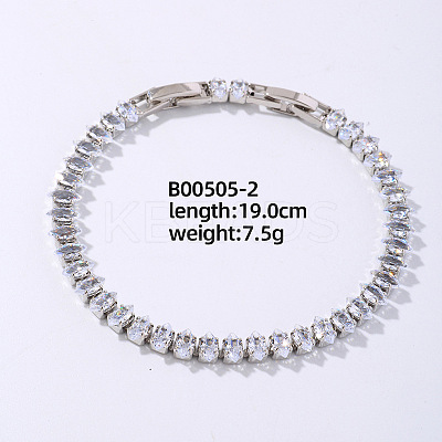 Brass Rhinestone Horse Eye Link Bracelets for Women XO6953-1-1