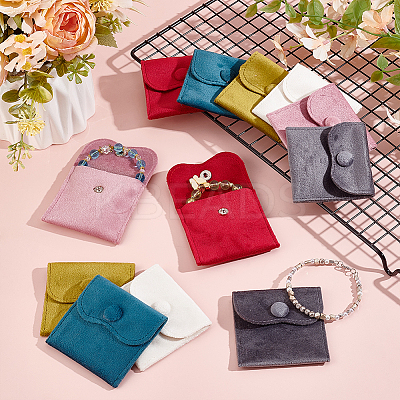 12Pcs 6 Colors Velvet Jewelry Pouches ABAG-AN0001-05-1