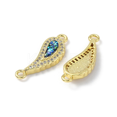 Brass Micro Pave Clear Cubic Zirconia Connector Charms KK-A197-21G-1